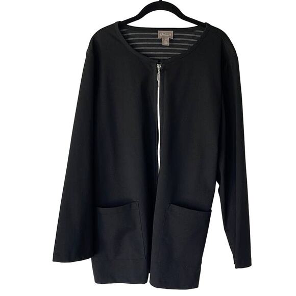 Chico's Jackets & Blazers - Chico’s Black Zip Front Jacket/Blazer, Chico's Size 3